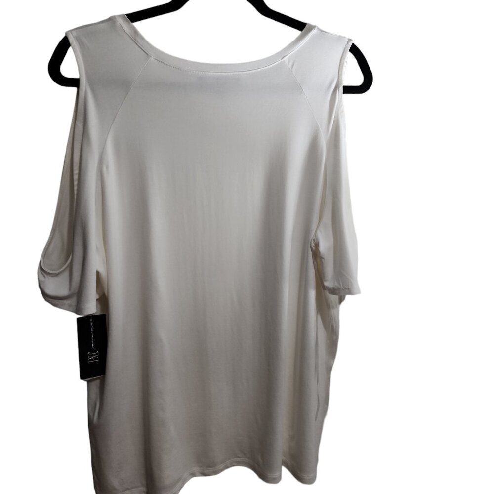 Women’s INC -International Concept XL Washed White Cold Shoulder Round neck Top